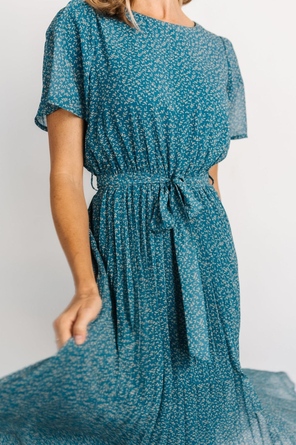Prim Pleated Dress | Baltic Born Persian Blue Print