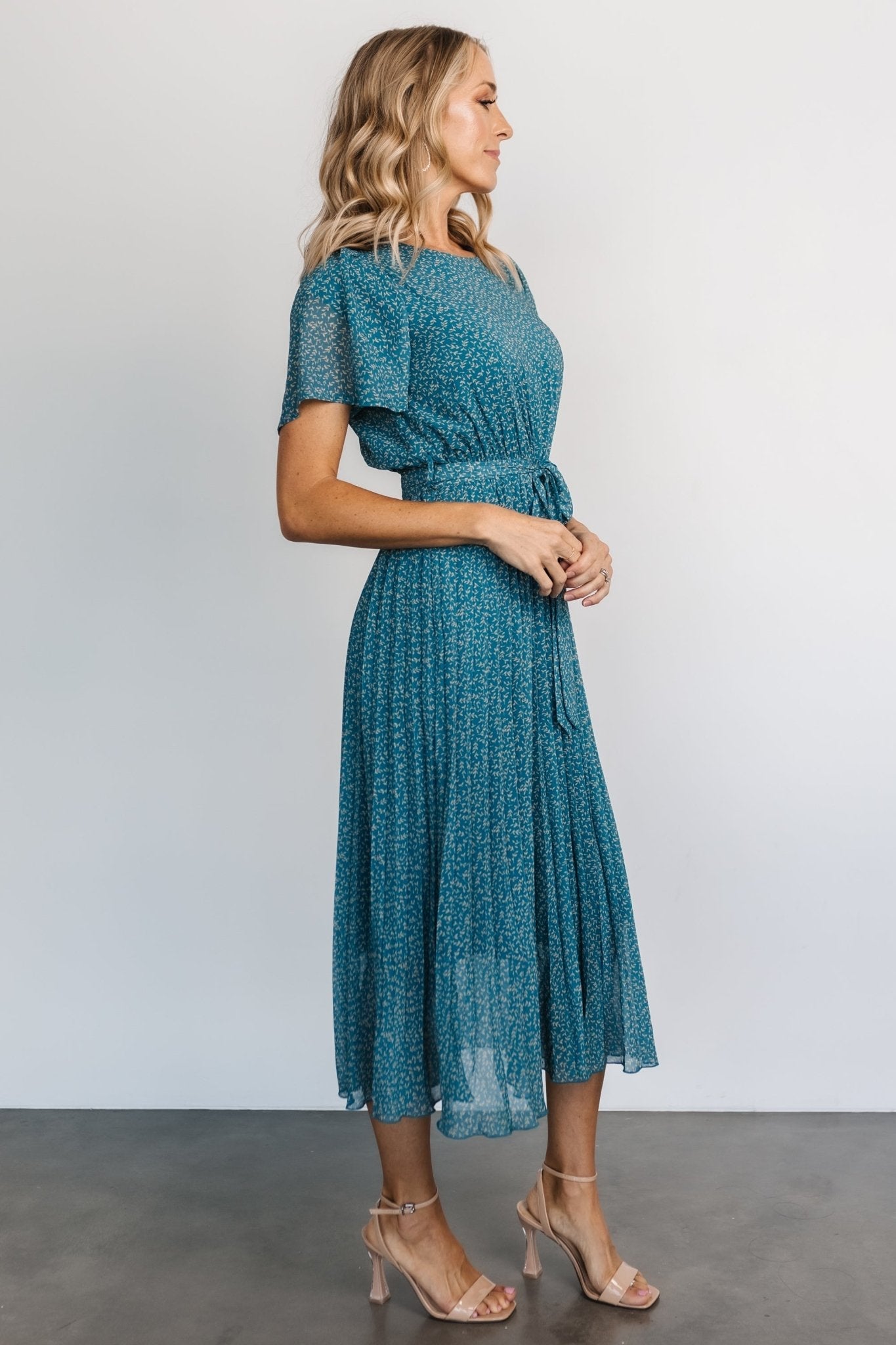 Prim Pleated Dress | Baltic Born Persian Blue Print