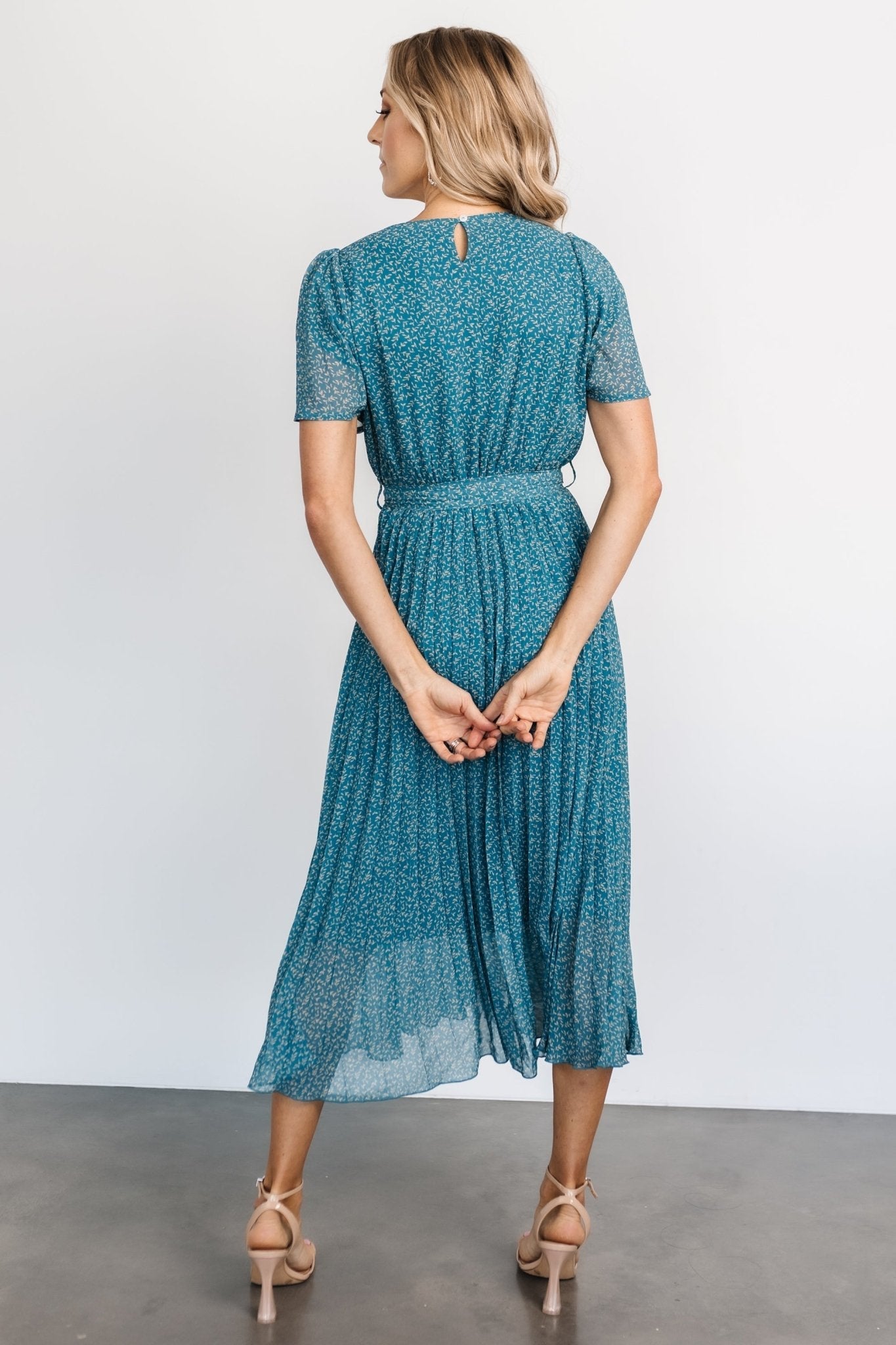 Prim Pleated Dress | Baltic Born Persian Blue Print