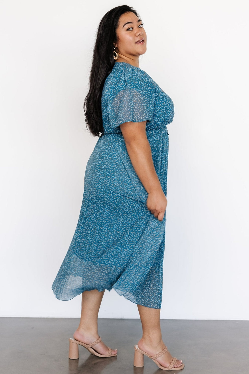 Prim Pleated Dress | Baltic Born Persian Blue Print