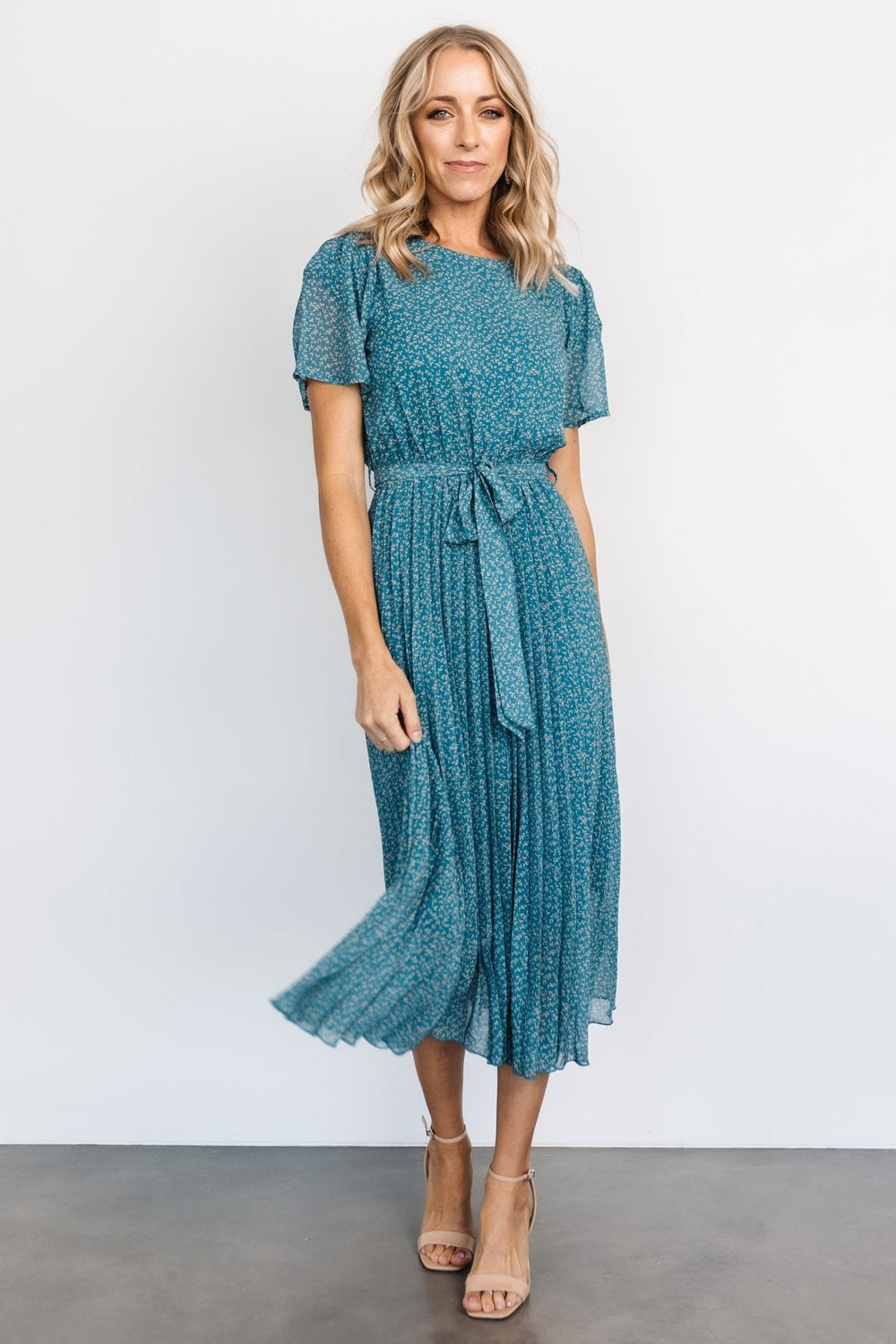 Prim Pleated Dress | Baltic Born Persian Blue Print