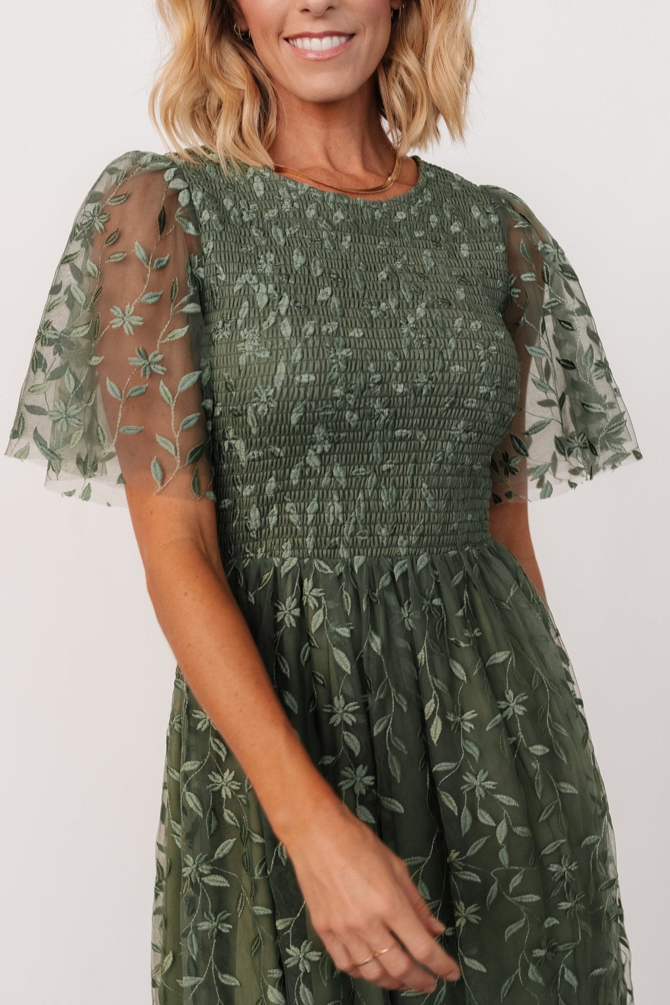Kendra Embroidered Dress | Baltic Born Dark Sage