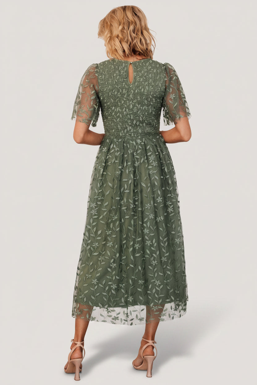 Kendra Embroidered Dress | Baltic Born Dark Sage