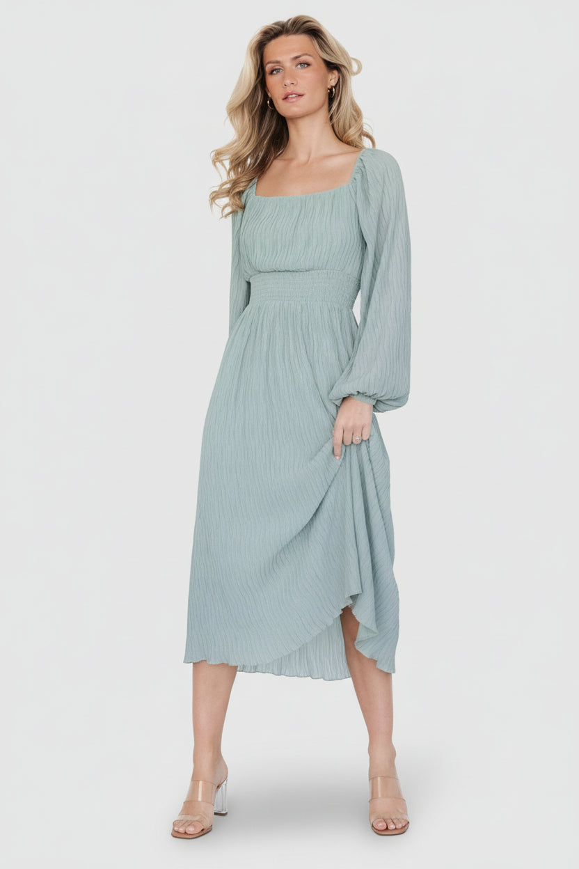 Dalton Pleated Midi Dress | Baltic Born Light Sage