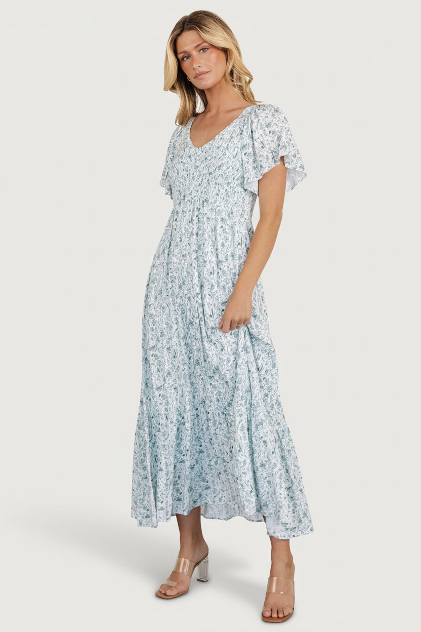 Joanie Smocked Dress | Baltic Born White + Sage