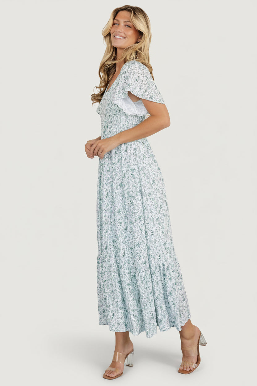 Joanie Smocked Dress | Baltic Born White + Sage