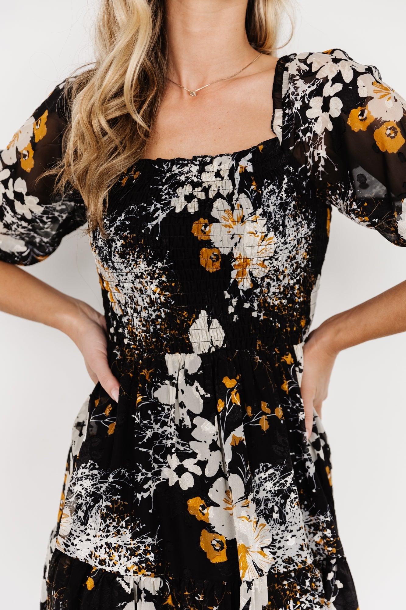 Fabian Jacquard Midi Dress | Baltic Born Black Floral