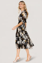 Fabian Jacquard Midi Dress | Baltic Born Black Floral