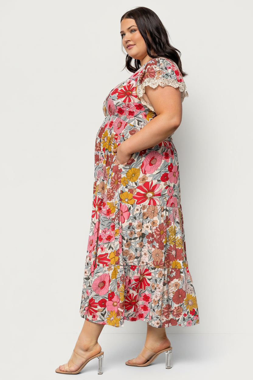 Aliyah Midi Dress | Baltic Born Cream Multi Floral