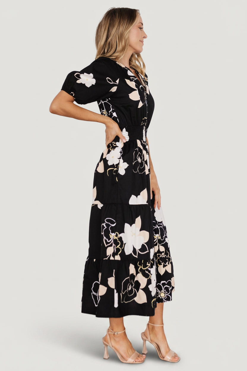 Hacienda Tiered Midi Dress | Baltic Born Black Multi