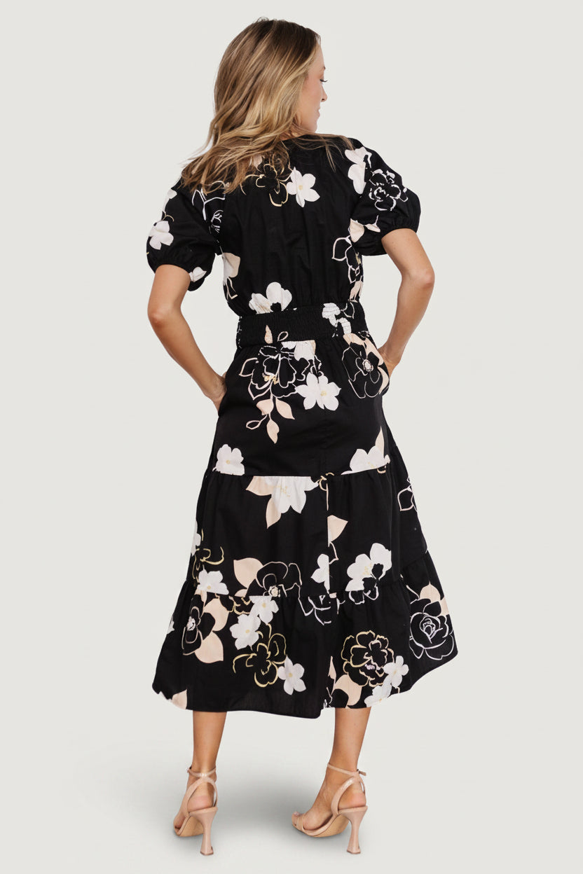Hacienda Tiered Midi Dress | Baltic Born Black Multi