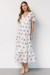 Jesenia Embroidered Dress | Baltic Born Off White + Navy