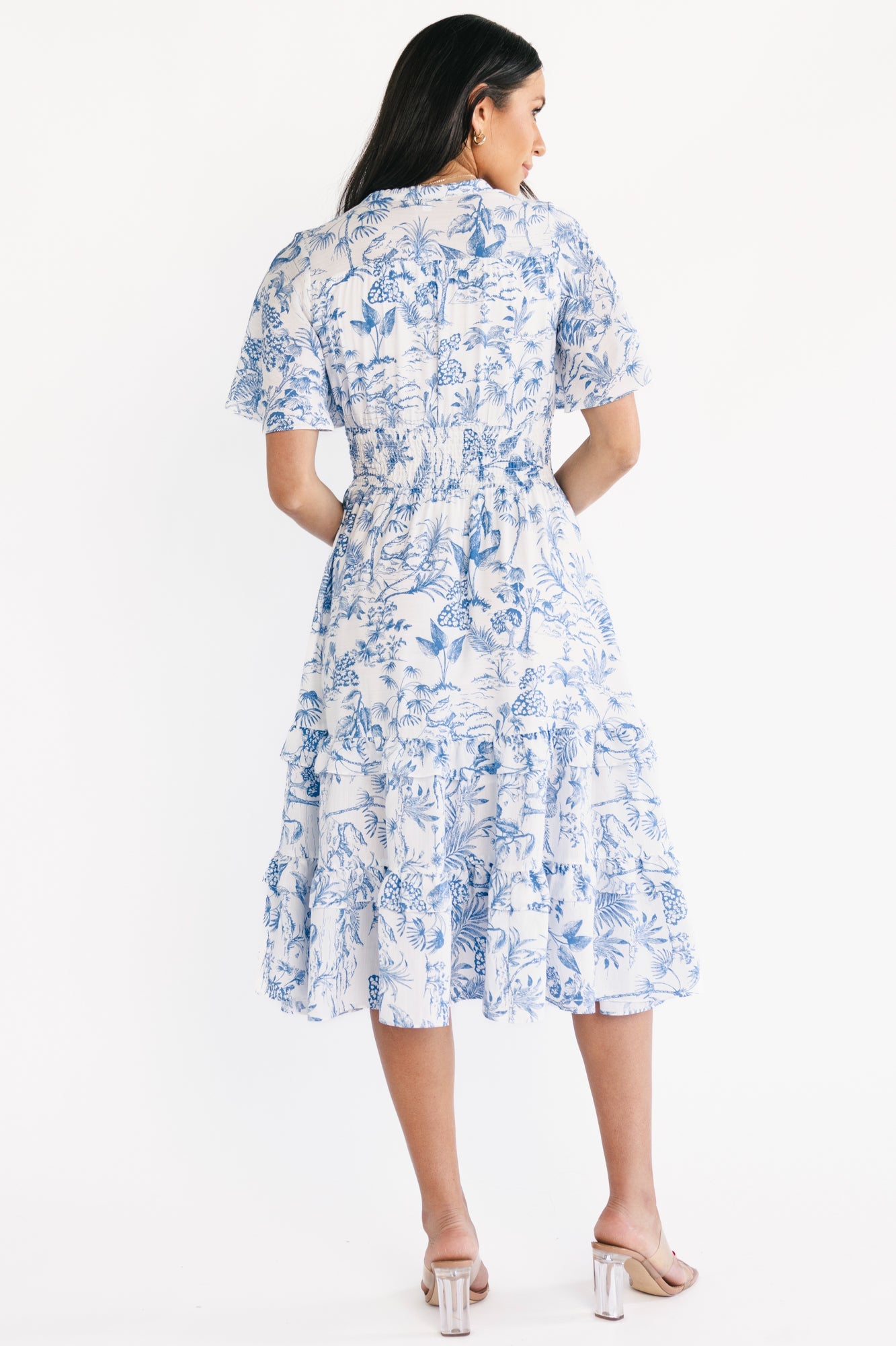 Willow Boho Midi Dress | Baltic Born White + Blue