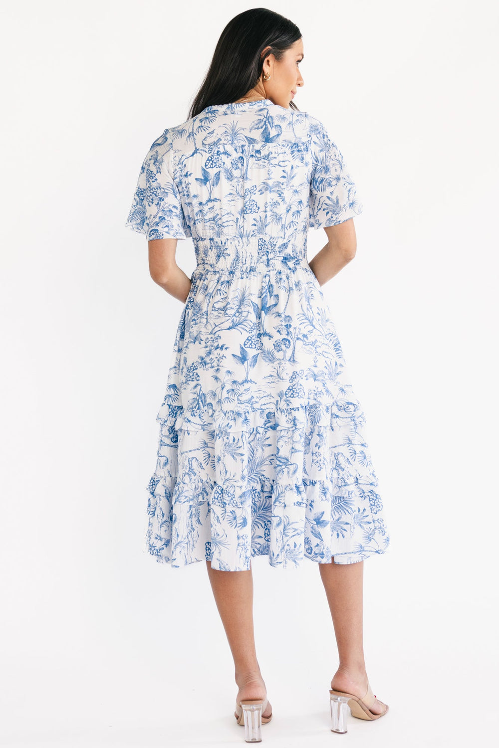 Willow Boho Midi Dress | Baltic Born White + Blue