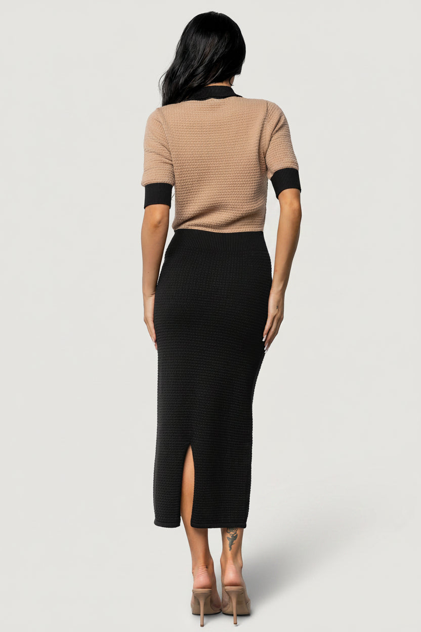 Gwendolyn Collared Midi Dress | Baltic Born Black + Mocha
