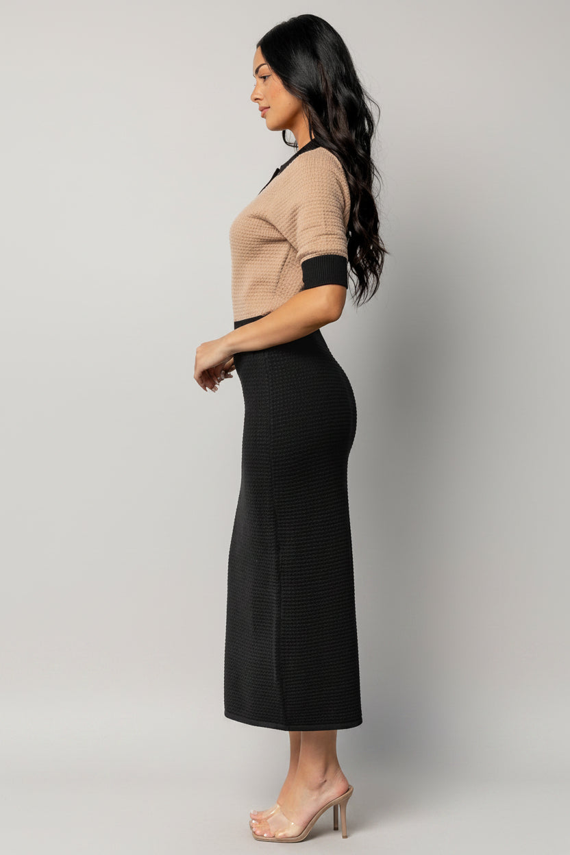 Gwendolyn Collared Midi Dress | Baltic Born Black + Mocha