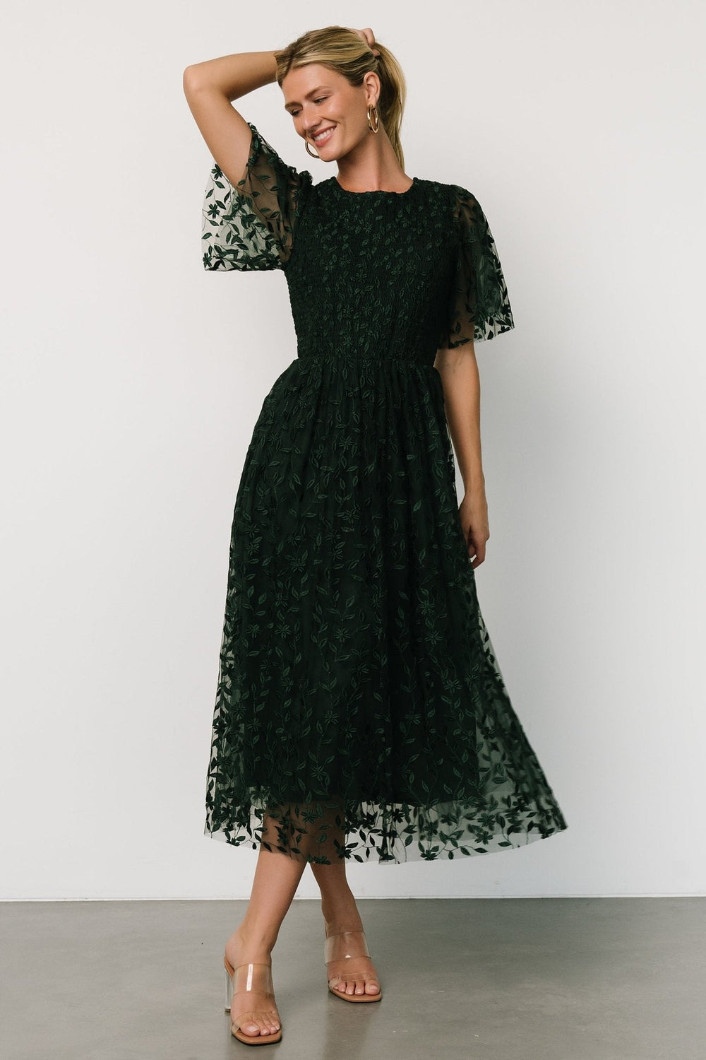 Kendra Embroidered Dress | Baltic Born Dark Green