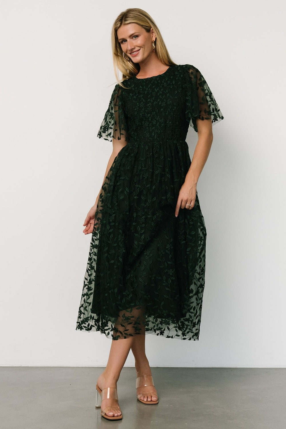 Kendra Embroidered Dress | Baltic Born Dark Green