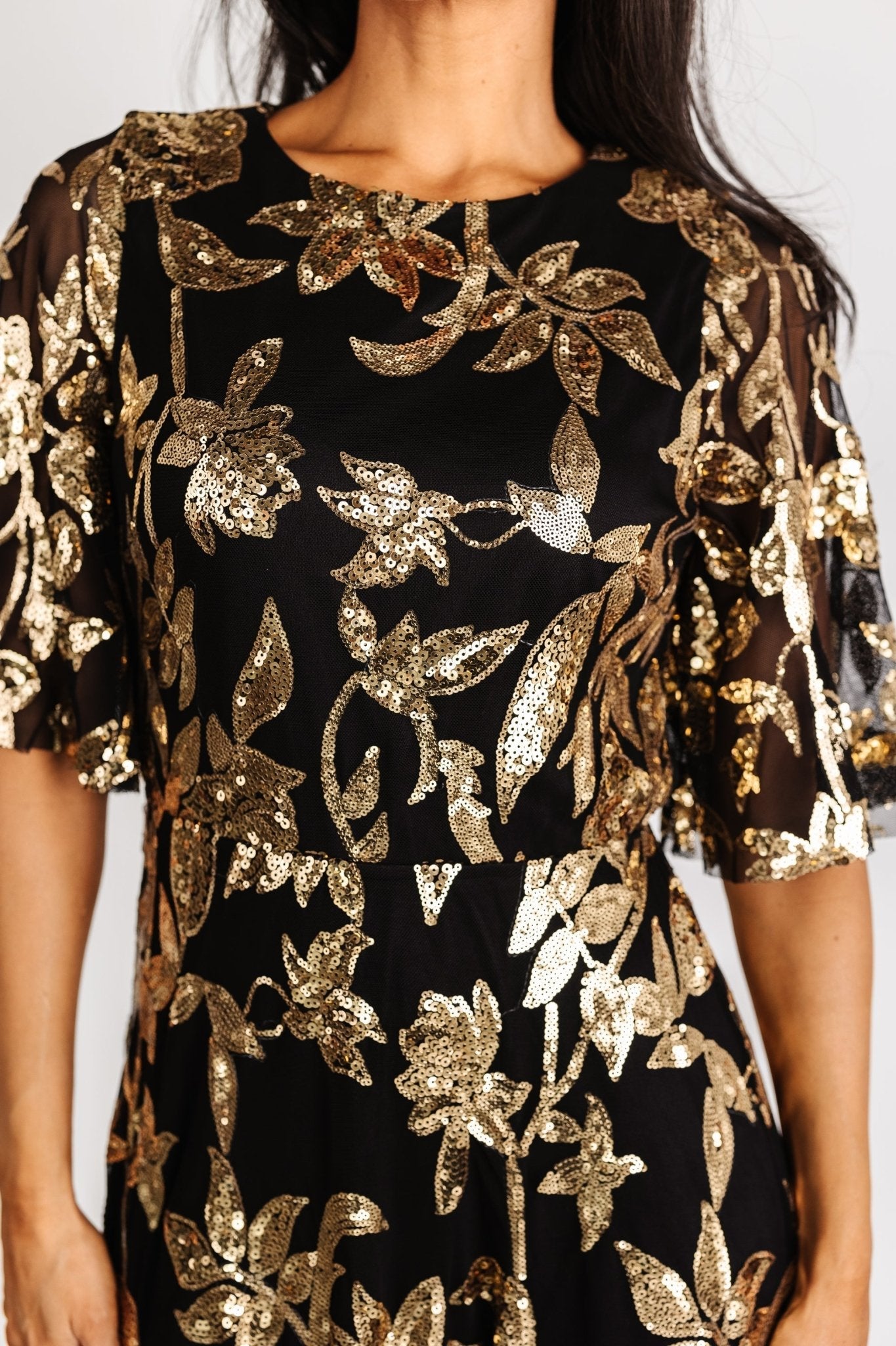 Lucy Sequin Dress | Baltic Born Black + Gold