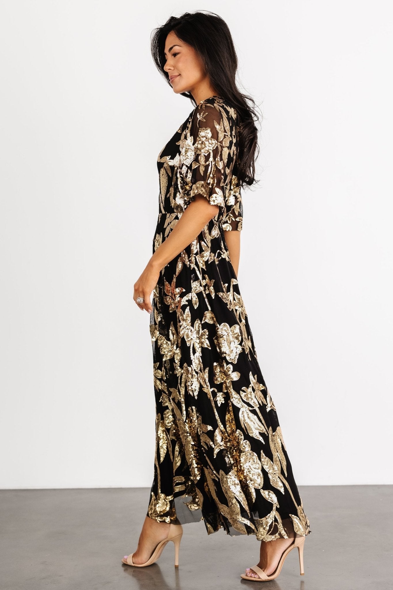 Lucy Sequin Dress | Baltic Born Black + Gold
