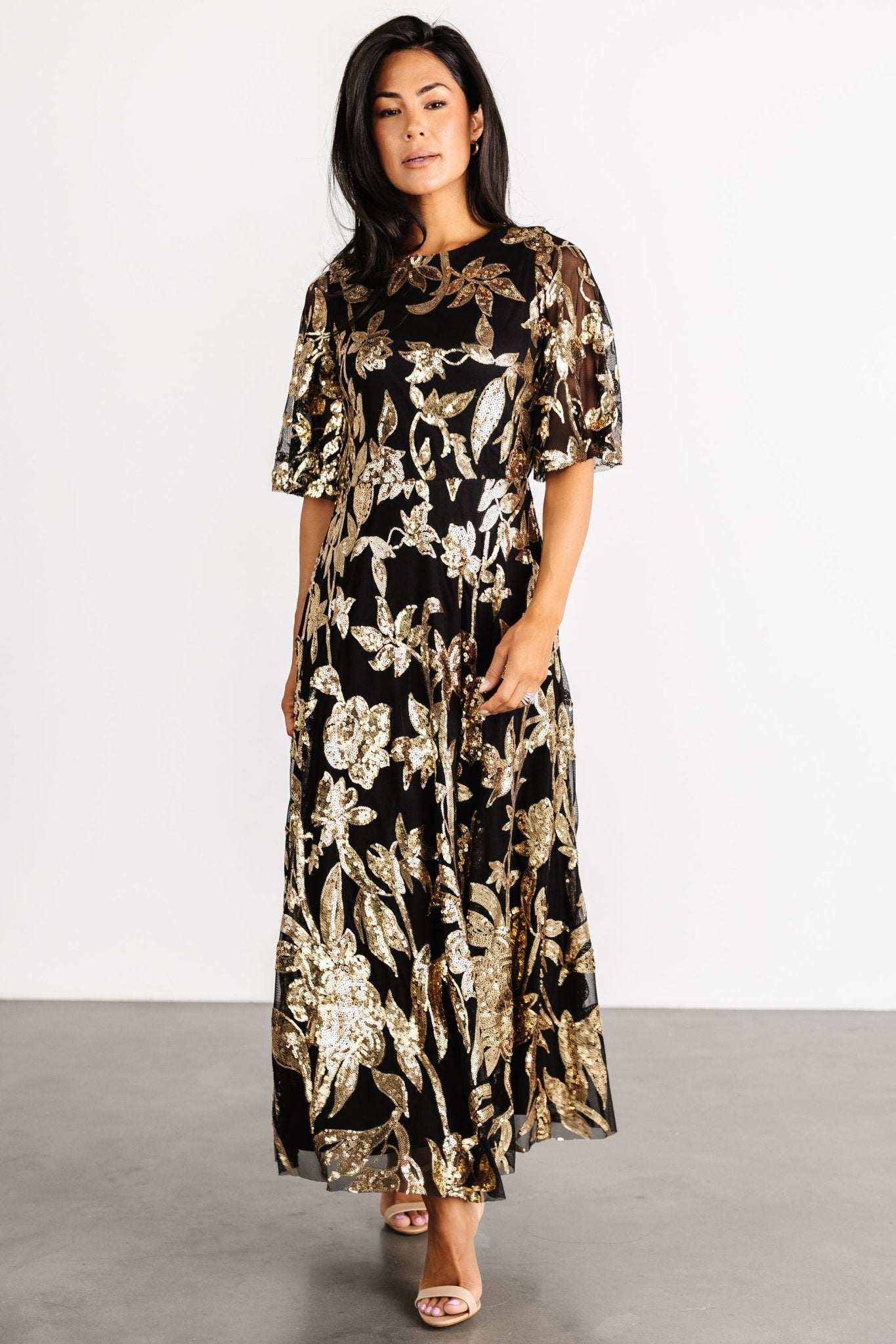 Lucy Sequin Dress | Baltic Born Black + Gold