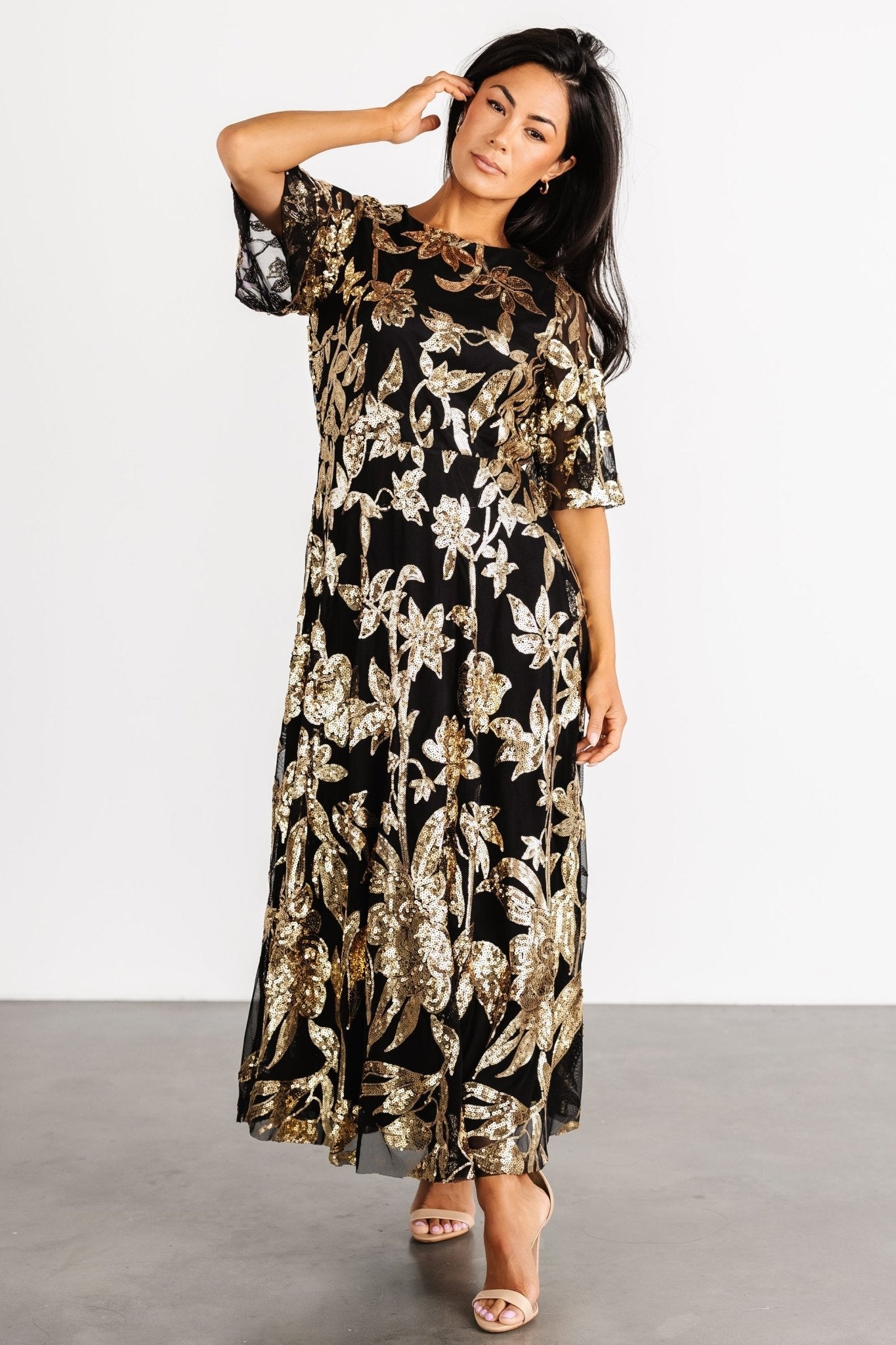 Lucy Sequin Dress | Baltic Born Black + Gold