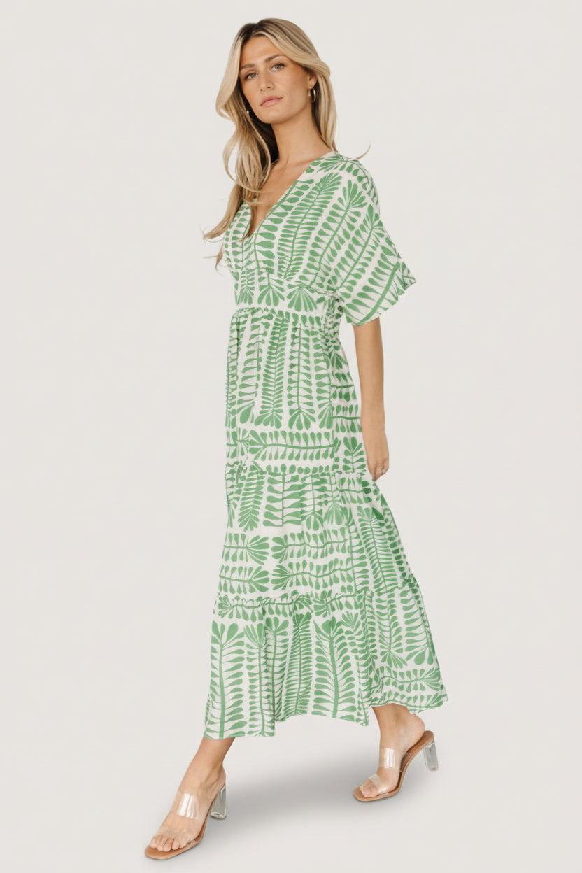 Austin Kimono Dress | Baltic Born Green Print