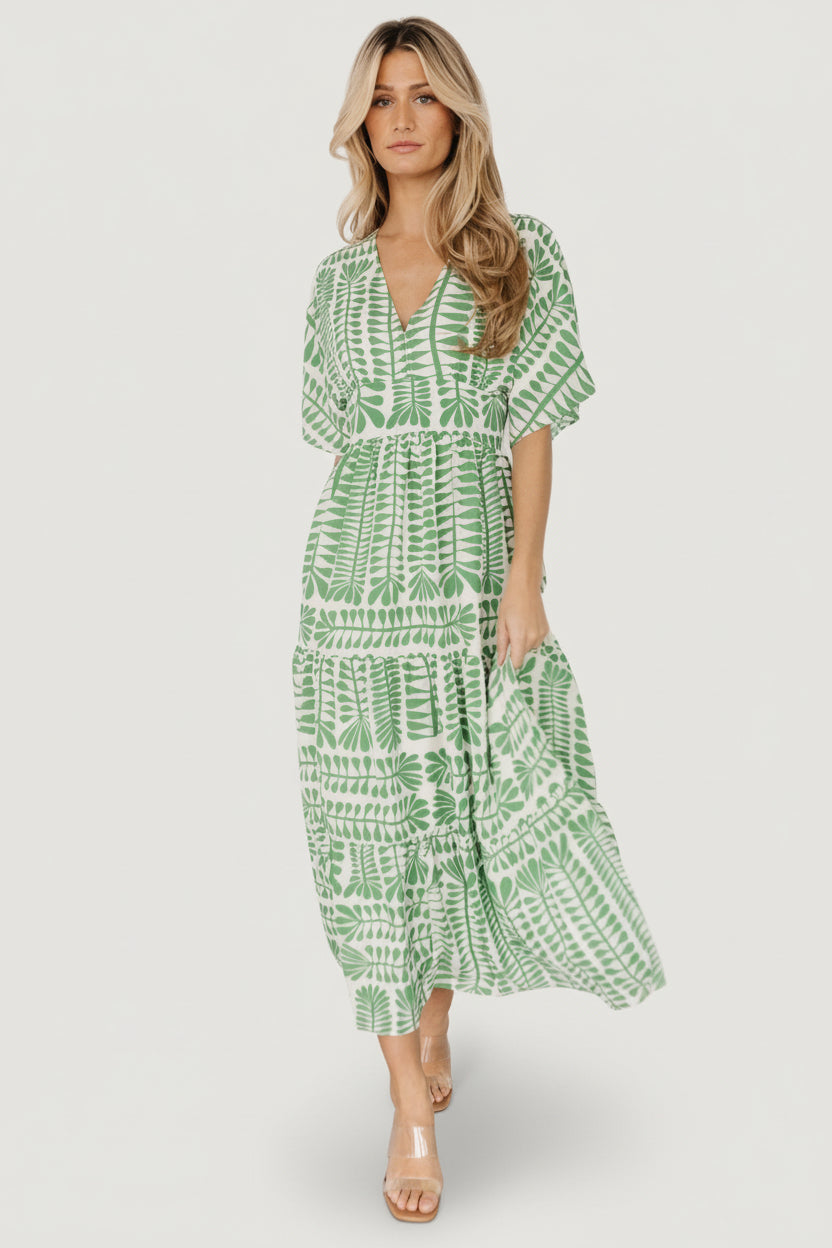 Austin Kimono Dress | Baltic Born Green Print