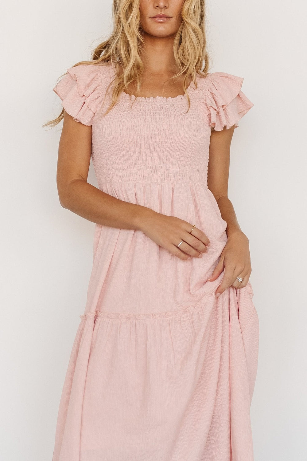 Jacie Smocked Midi Dress | Baltic Born Blush