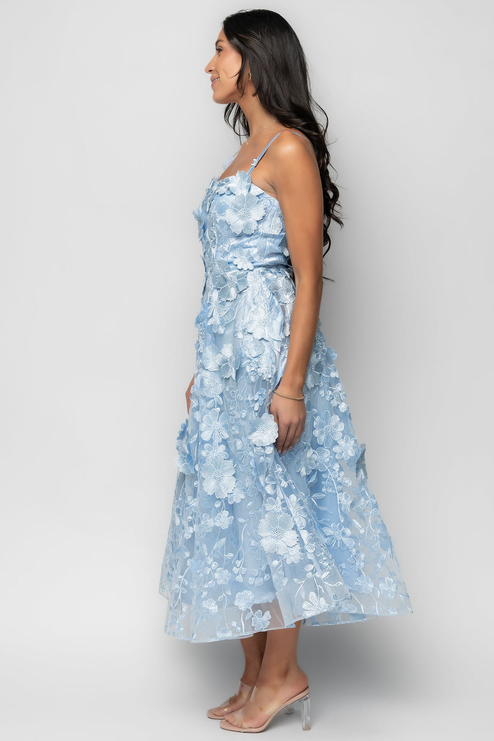 Soleil Floral Applique Midi Dress | Baltic Born Light Blue