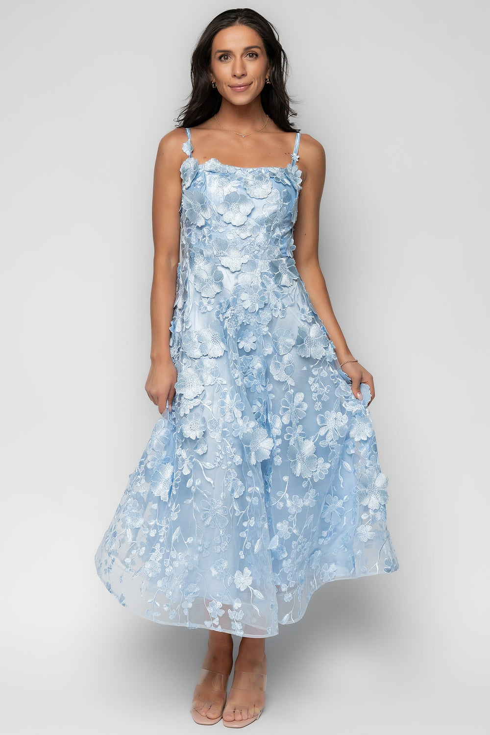 Soleil Floral Applique Midi Dress | Baltic Born Light Blue
