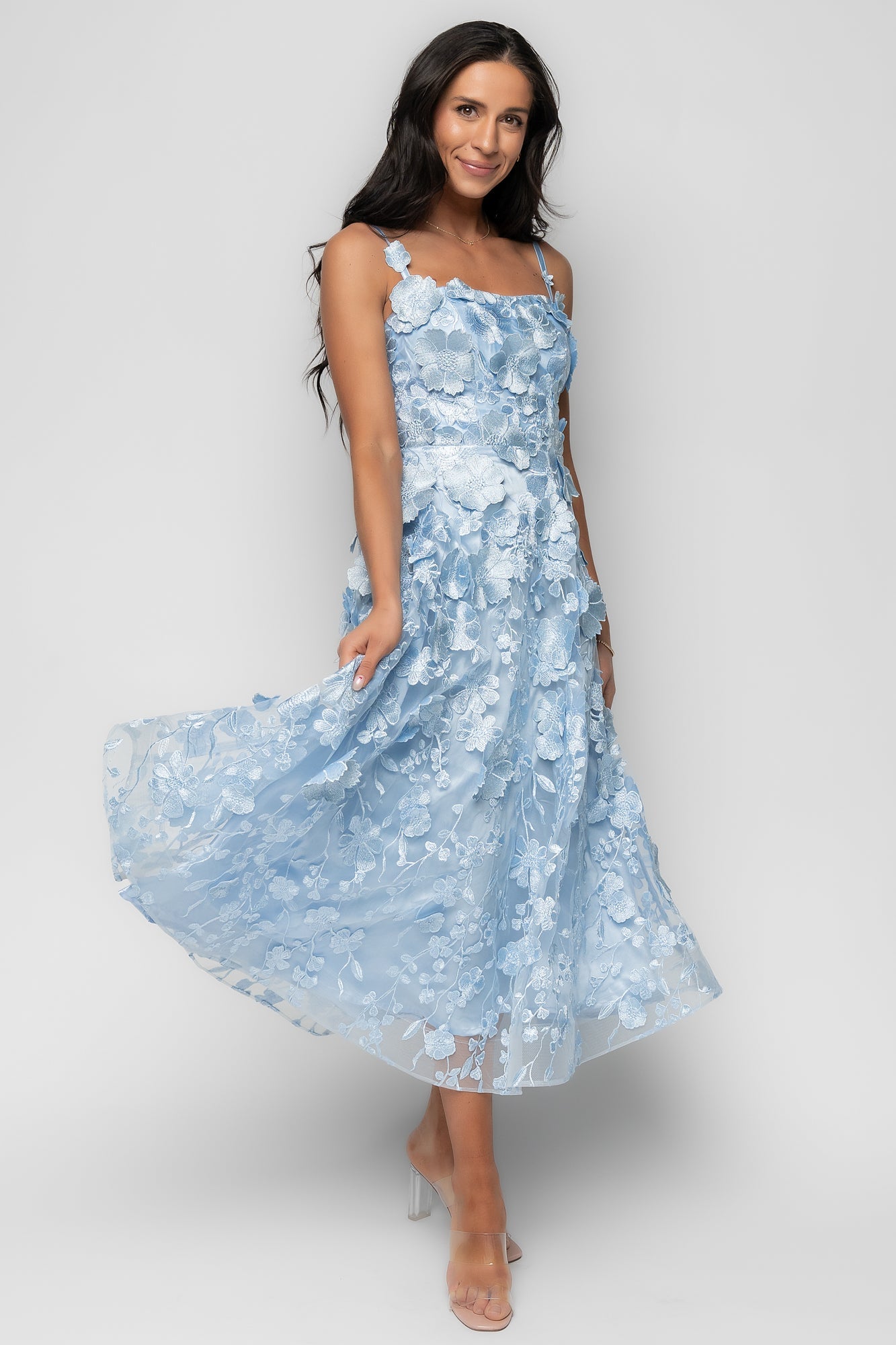 Soleil Floral Applique Midi Dress | Baltic Born Light Blue