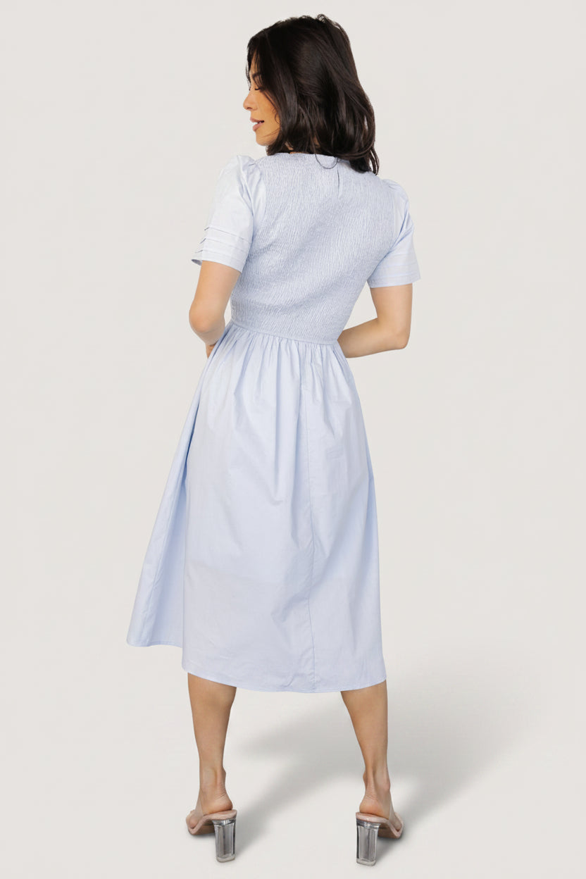 Farrah Smocked Midi Dress | Baltic Born Light Blue
