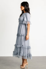 Lysandra Smocked Dot Dress | Baltic Born Dusty Slate