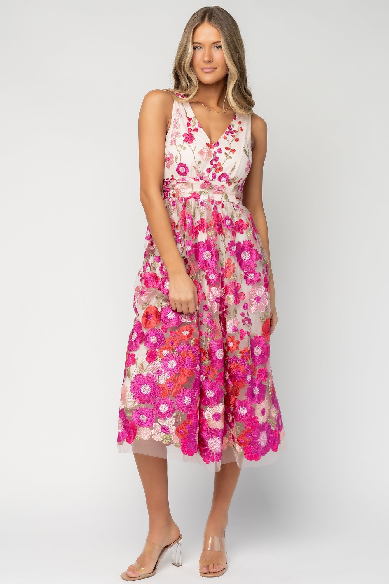 Lila Embroidered Midi Dress | Baltic Born Pink Floral