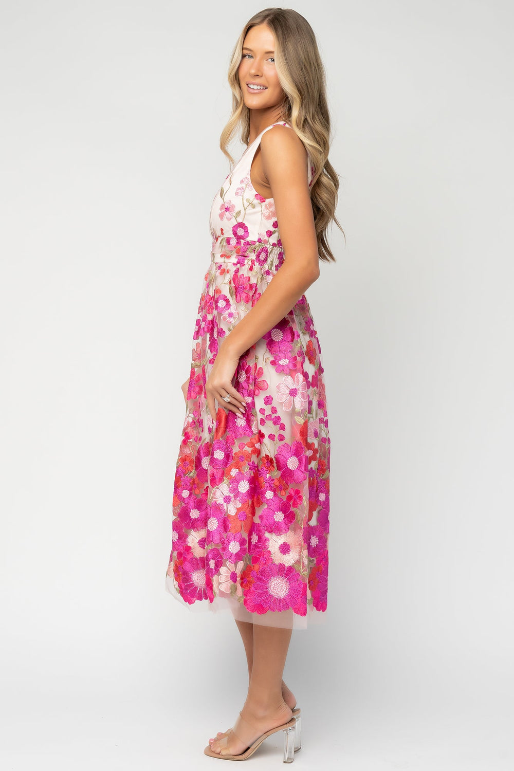 Lila Embroidered Midi Dress | Baltic Born Pink Floral