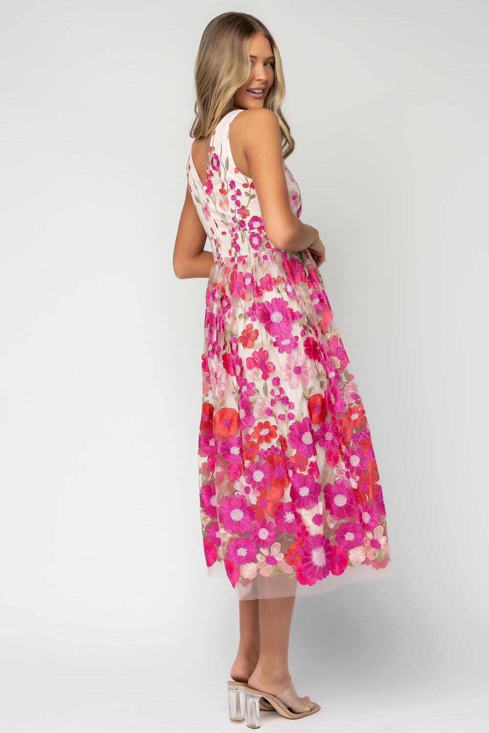 Lila Embroidered Midi Dress | Baltic Born Pink Floral