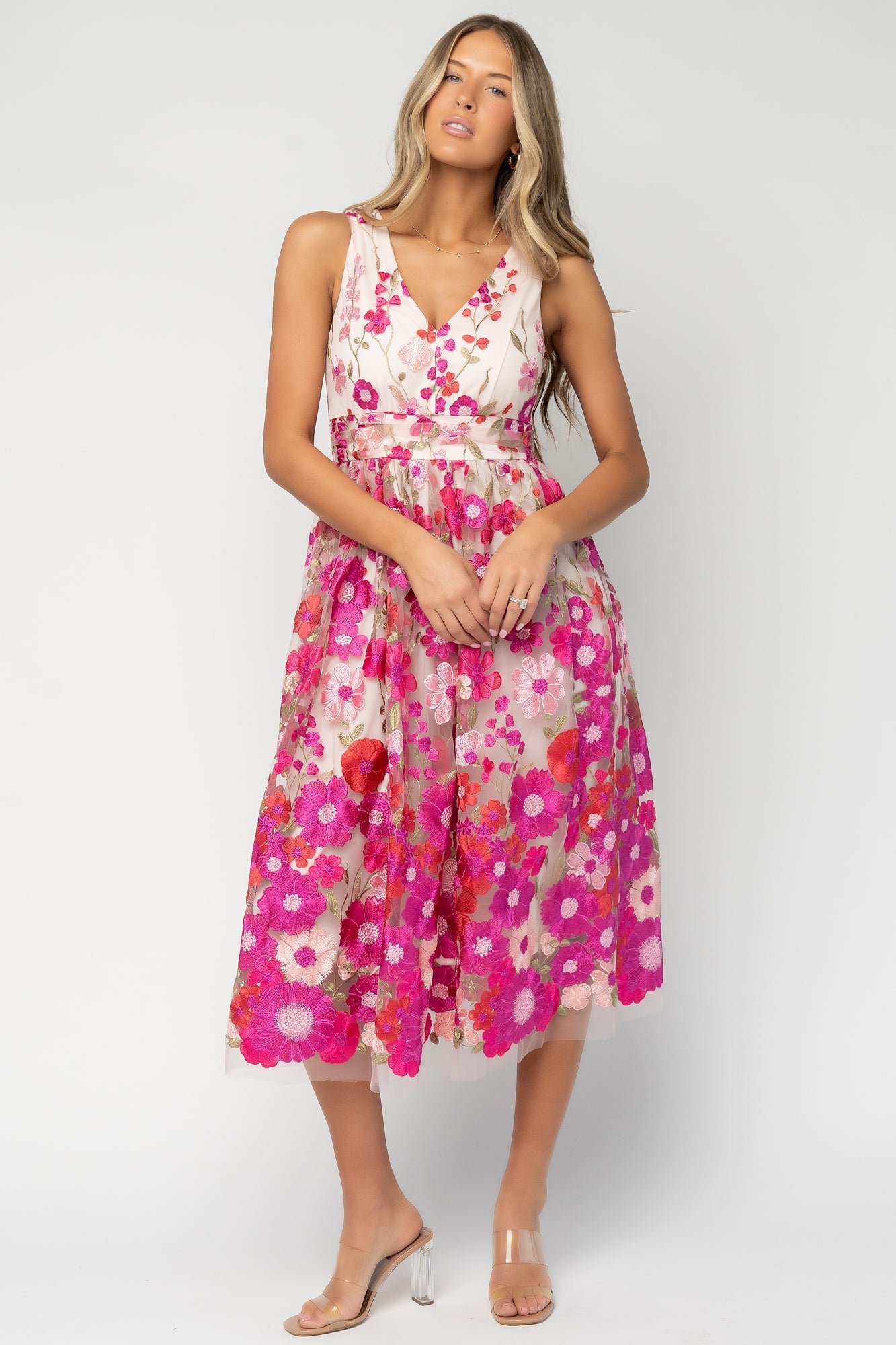 Lila Embroidered Midi Dress | Baltic Born Pink Floral