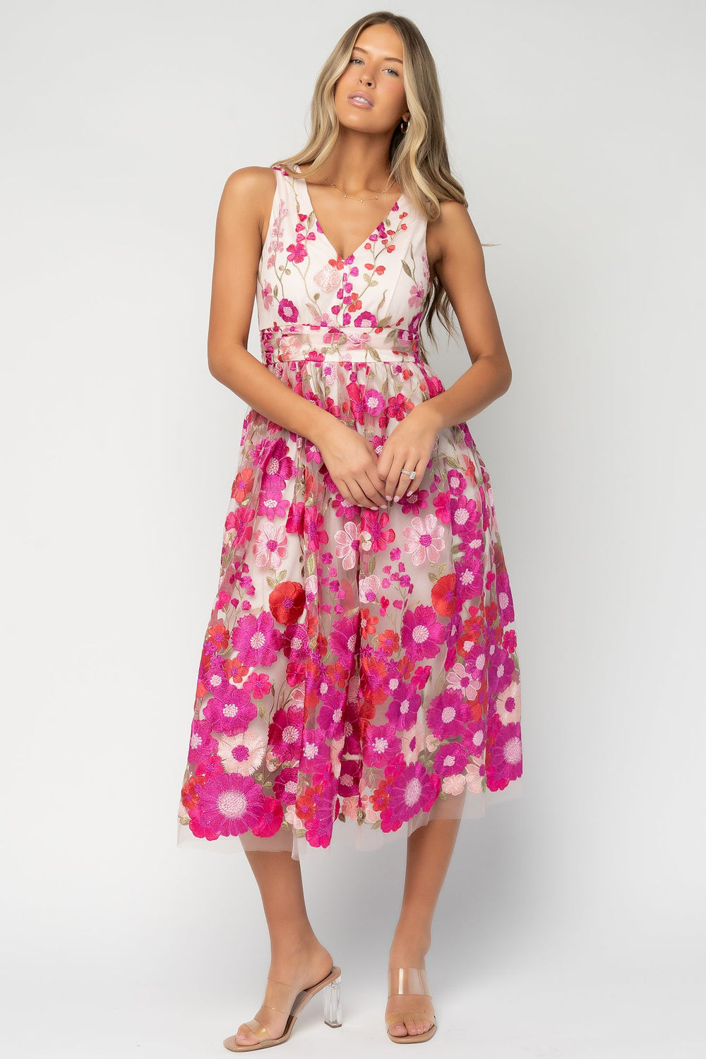 Lila Embroidered Midi Dress | Baltic Born Pink Floral