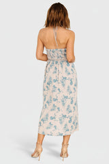 Nicole Faux Wrap Midi Dress | Baltic Born Natural + Blue