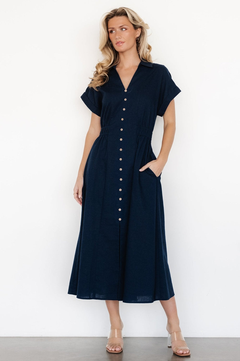 Larah Button Dress | Baltic Born Navy Blue