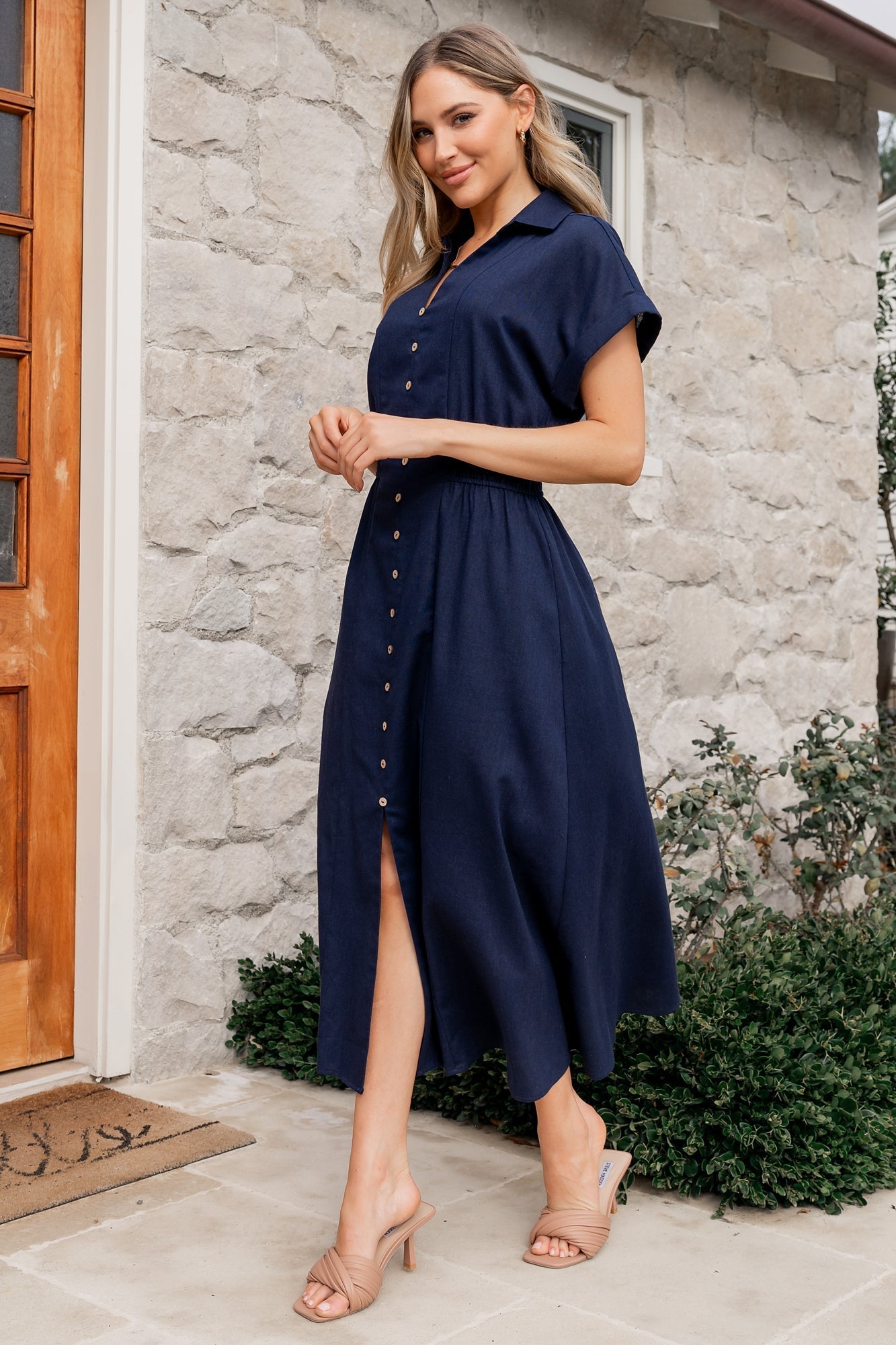 Larah Button Dress | Baltic Born Navy Blue