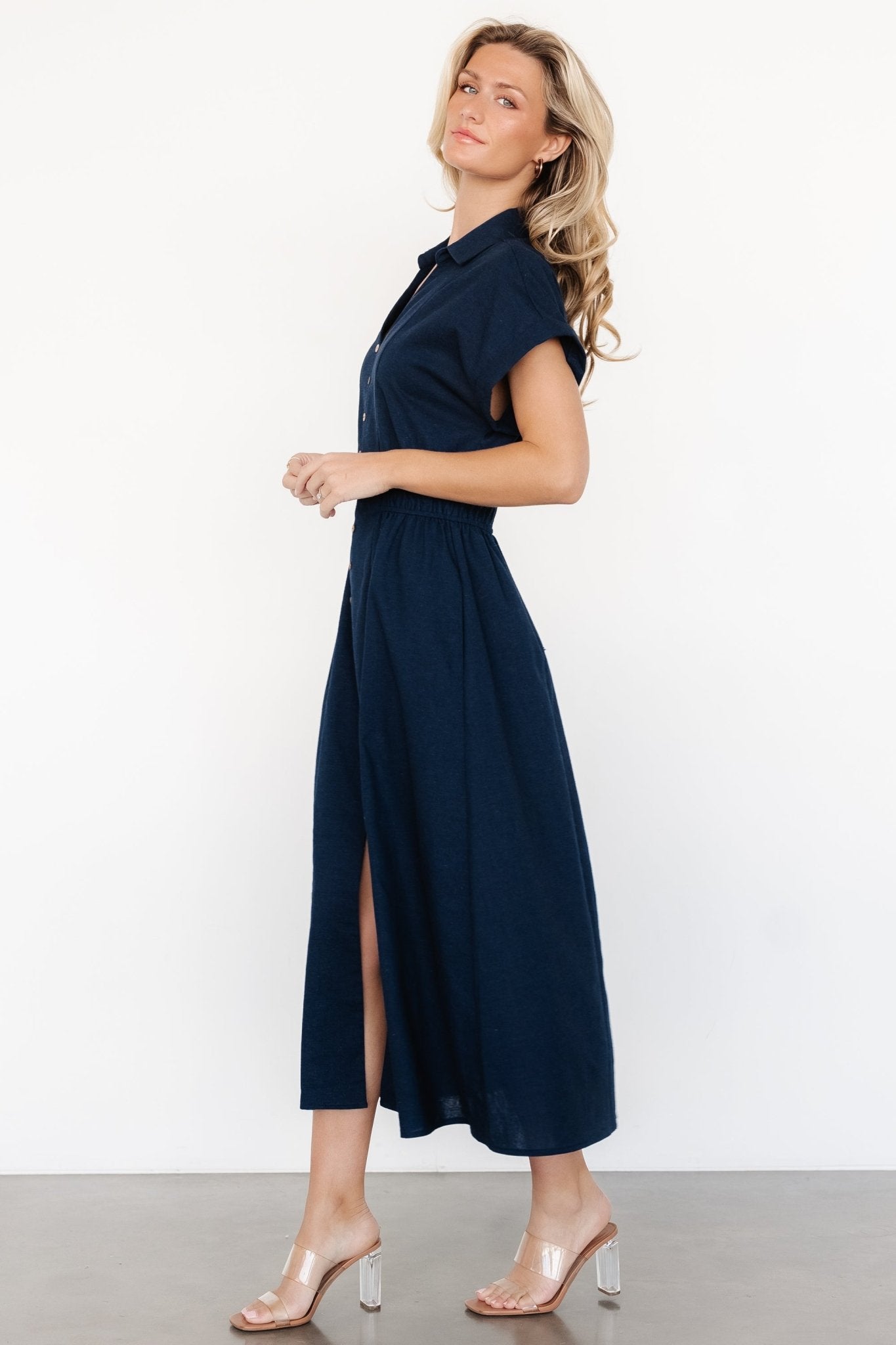 Larah Button Dress | Baltic Born Navy Blue
