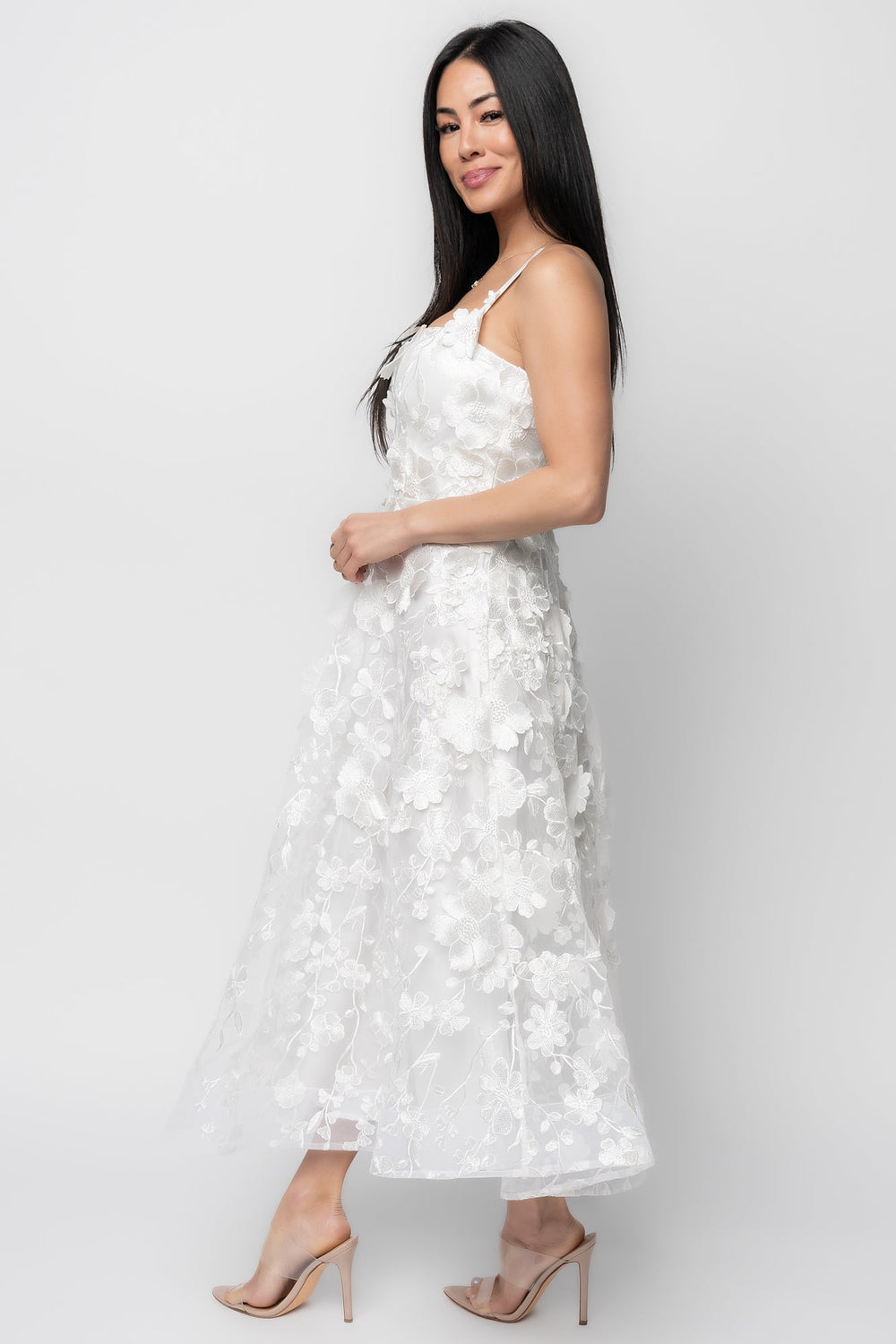 Soleil Floral Applique Midi Dress | Baltic Born Ivory