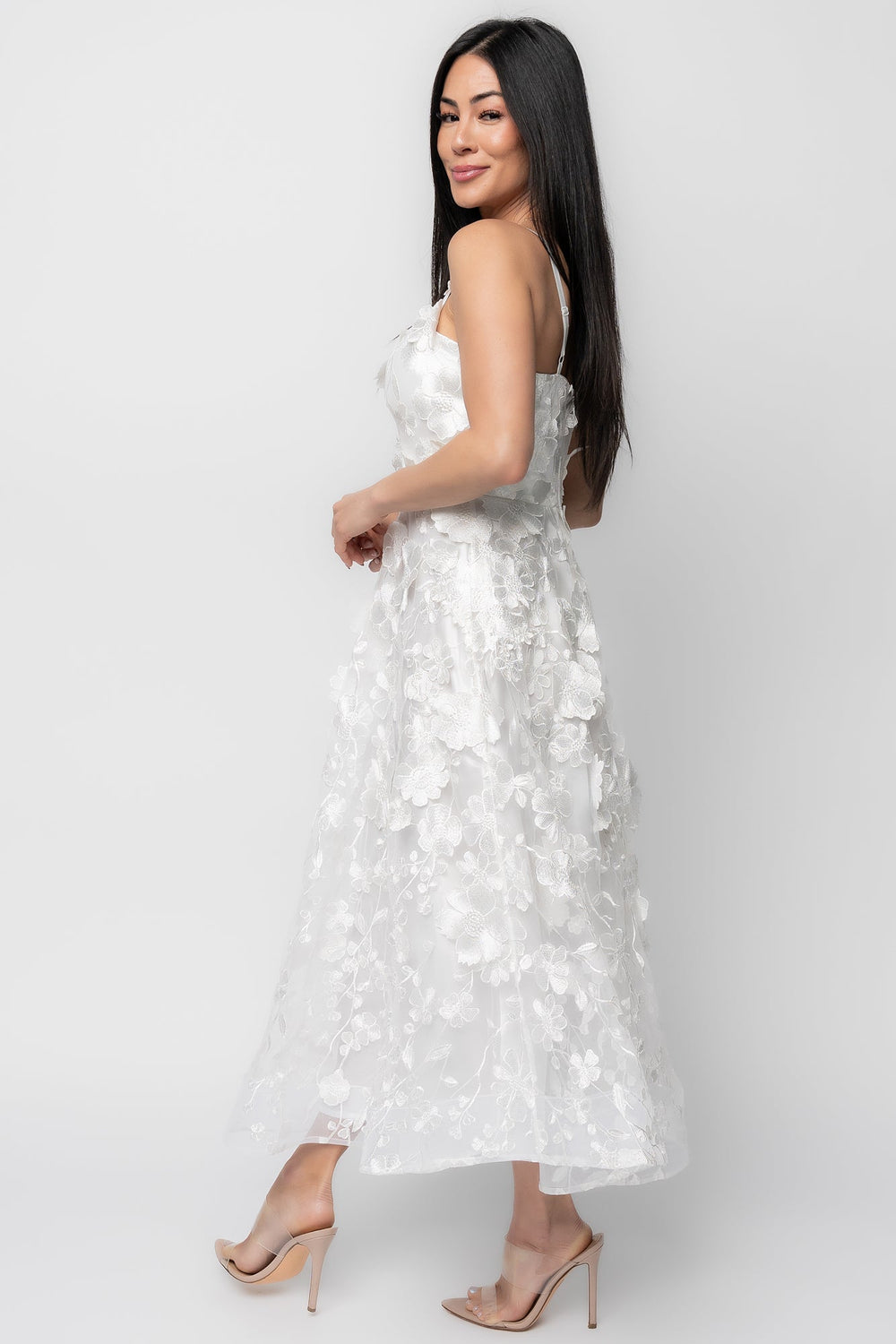 Soleil Floral Applique Midi Dress | Baltic Born Ivory