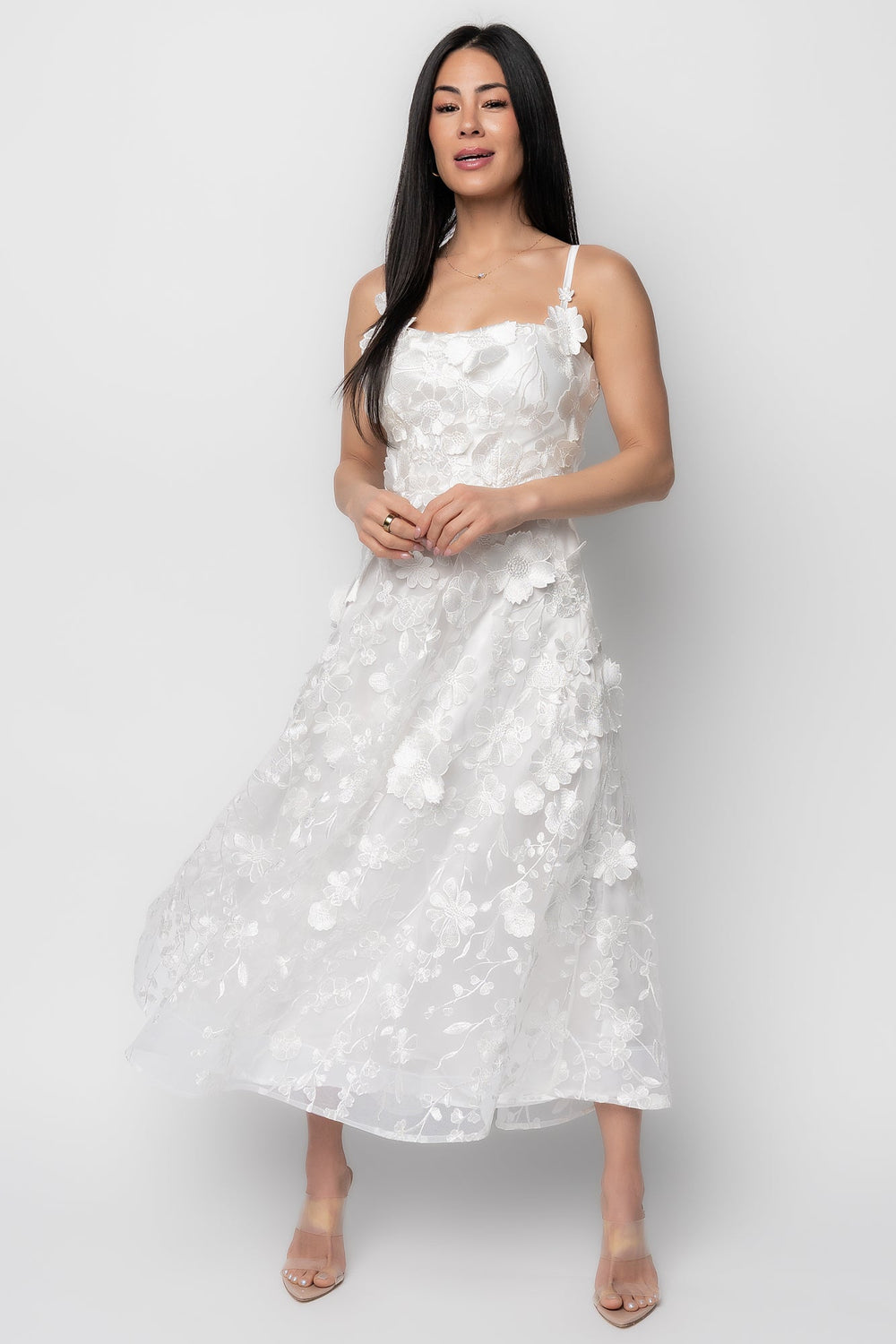 Soleil Floral Applique Midi Dress | Baltic Born Ivory