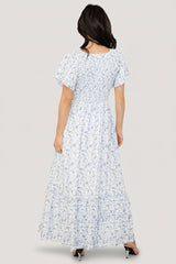 Joanie Smocked Dress | Baltic Born White + Blue Floral