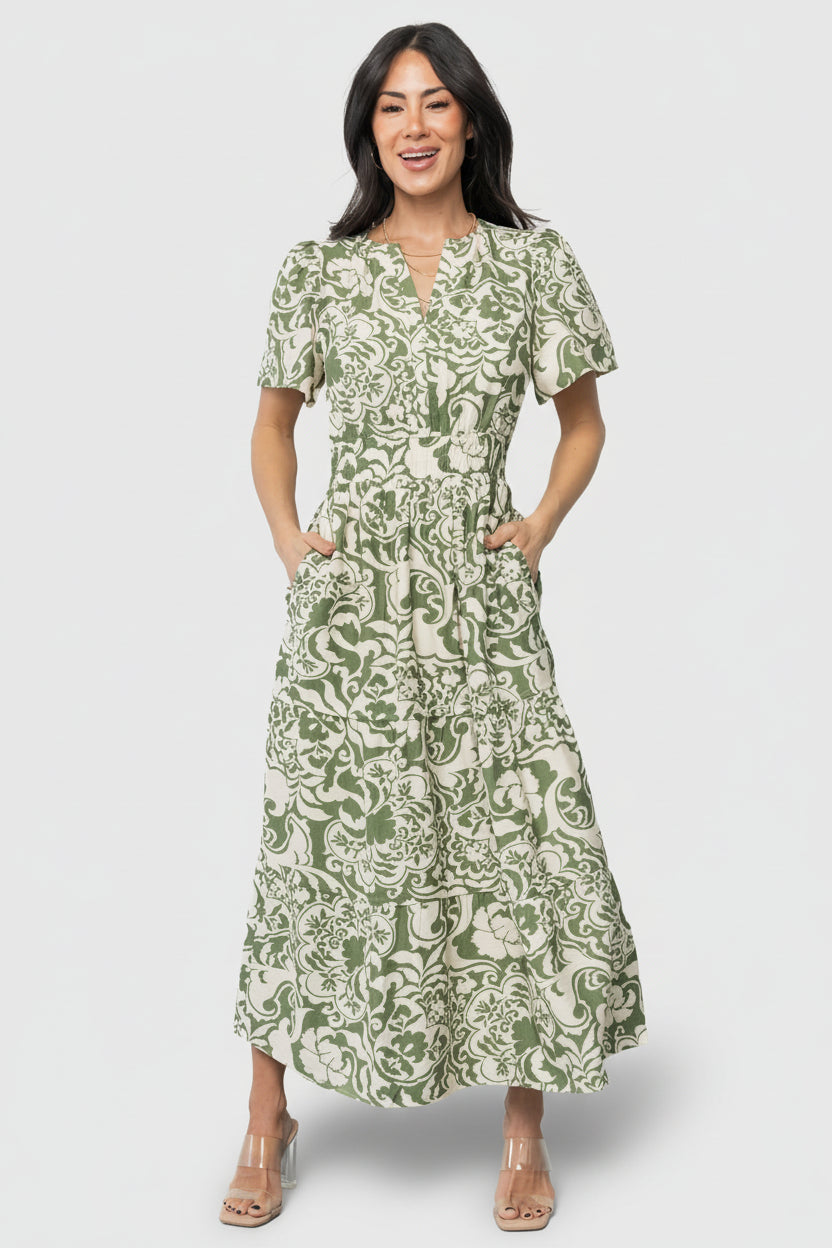 Aventura Midi Dress | Baltic Born Green Print