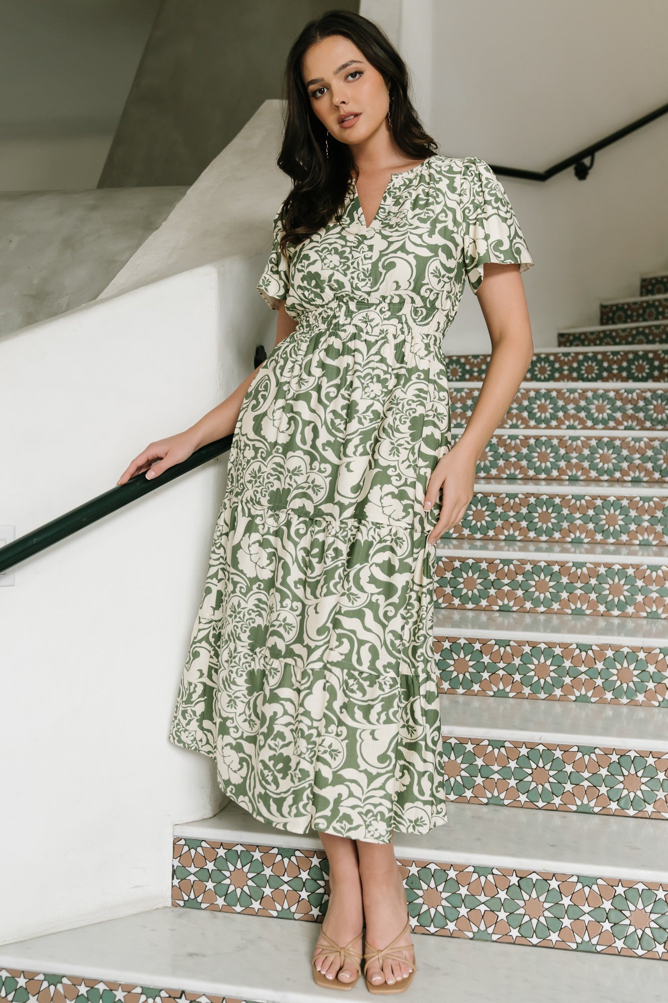 Aventura Midi Dress | Baltic Born Green Print