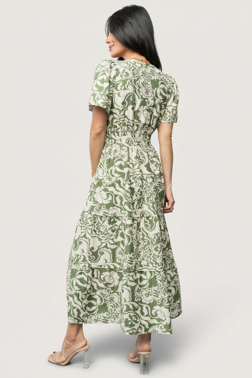 Aventura Midi Dress | Baltic Born Green Print